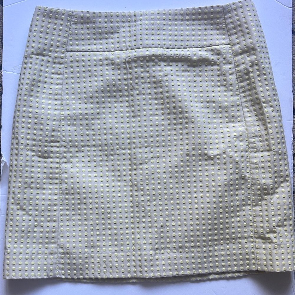 LOFT Cream/light yellow Textured Pencil Skirt